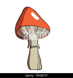 Handgezeichneter Pilz, Vektorillustration. Veganes Menü. Giftige und essbare Pilze. Pilzernte im Herbst, Waldpflanzenskizzen Stock Vektor