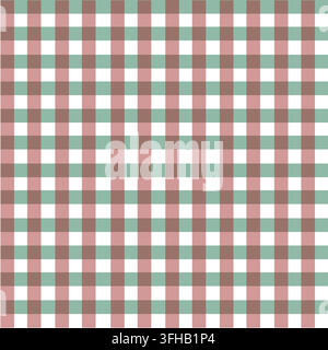 Weihnachtsrotes und grünes Gingham-Muster ohne Naht. Feiertags-Gingham-Karo-Vektorhintergrund. Stock Vektor