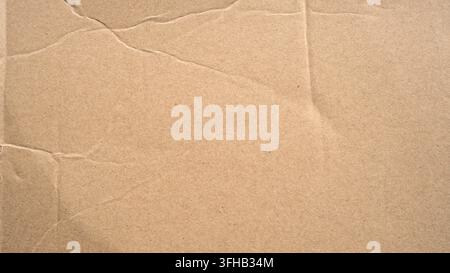 Gekräuselte braune Kartonschachtel-Oberflächentextur Vintage-Verpackungsansicht Stockfoto