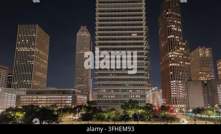 Downtown Houston in der Nacht Stockfoto