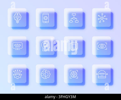 Ein raffiniertes Glassmorphism-Vektor-Symbolset Stock Vektor
