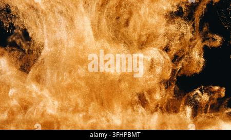 Tinte in Wasser. Farbe golden glitter Farbe reagieren in Wasser abstrakte Wolkenformationen. Stockfoto
