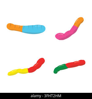 Farbenfrohe abstrakte gebogene Formen, arrangiert in einer verspielten modernen minimalistischen Komposition. Stock Vektor