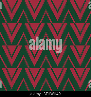 Weihnachts-Chevron-Strickgitter-Muster nahtloses Designdesign für Mode und Heimtextilien, Grafiken, Strickwaren und Hintergründe Stock Vektor