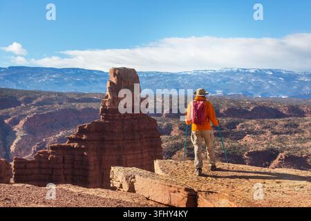 Wandern Sie im Capitol Reef National Park, Utah Stockfoto