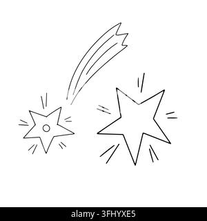 Vektorskizze-Ikonenentwurf einer Sternschnuppe. Minimalistisches modernes Lebensstil-trendiges Weltraum-Kinderzimmer-Dekor-Design-Illustration. Magische Astrologie Stock Vektor