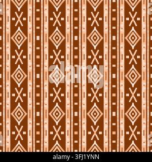 Handgezeichnetes Boho-geometrisches Streifen-Muster ohne Naht für Textiltapetenhintergrund Stockfoto