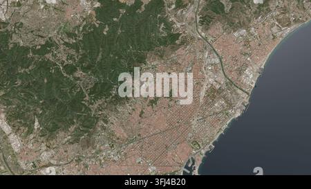 Top-Down-Luftbild-3D-Illustration von Barcelona, Spanien Stockfoto
