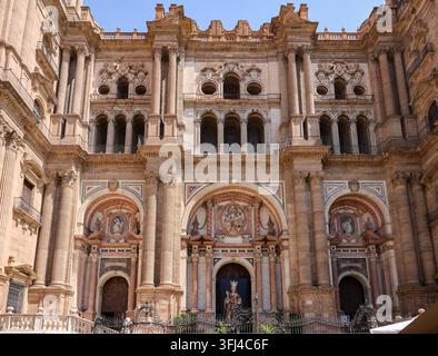 Hauptportal der Kathedrale von Malaga, Andalusien, Spanien Stockfoto