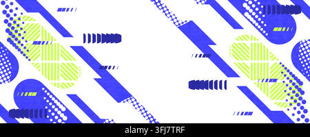 Modernes abstraktes geometrisches Hintergrunddesign mit blauen und grünen Formen. Halbtone-Muster und Rastertextur Stock Vektor