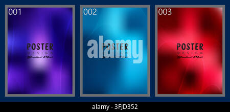 Abstrakte lebendige Farbverlauf-Netz-Vektor-Poster-Design-Vorlagen-Sammlungsset in lila, blauen und roten Farben Stock Vektor