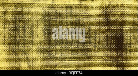 Horizontale Hintergrundtextur aus glänzendem goldenem welligem Metallpapier mit feinen horizontalen Linien Stockfoto