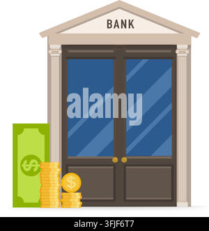 Bankgebäude-Symbol für Geschäfts- oder Sparkonzept Stock Vektor