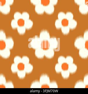 Handgezeichnetes nahtloses Retro-Blumenmuster im warmen Braunton für Wandtapeten-Textildruckdesign Stockfoto