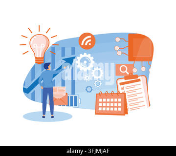Abstraktes Konzept für Leistungs-Tools und Softwarelösungen. Business Intelligence, innovative Lösung, Datenanalyse. Flaches Vektor-Moderne-Illustration Stock Vektor