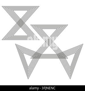 Unmögliches Dreieck Wireframe-Feature graue Vektorensammlung. Diese geometrische optische Täuschung repräsentiert moderne Technik-Hintergründe. eps 10 Stock Vektor