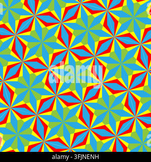 Nahtloses geometrisches Muster mit farbigem Stern-Würfel-Dreieck-Polygon eps 10 Stock Vektor