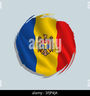 Flagge Moldovas, mit einem Pinsel in einer abgerundeten Stilistik gemalt, mit ungleichmäßigen Rändern und einem wirbelnden Erscheinungsbild. Stock Vektor