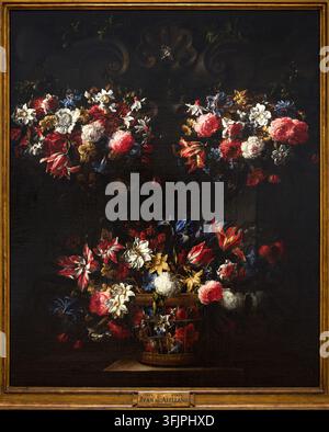Stilleben mit Blumen, ca. 1650-1660, Juan de Arellano (Santorcaz, Madrid, 1614 - Madrid, 1676), Sammlung Faro Santander Stockfoto