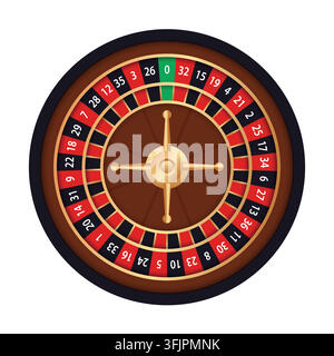 Casino-Rouletterad mit einem goldenen und hölzernen klassischen Design. Stock Vektor