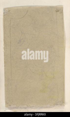 Zeichnung darstellend Seite 148 Eichenfarn-Etikett-Stickmuster, von Gertrude Jekyll (1843-1932), aus der Gertrude Jekyll's Scrapbook-Sammlung, datiert 1870. Ein rechteckiges Blatt dünnes beiges Papier mit schwachen Bleistiftzeichnungen und subtilen gelben Flecken, umrandet von einem helleren cremefarbenen Hintergrund, zeigt einige Falten und kleine dunklere Flecken nahe den Rändern. Bleistift auf Transparentpapier, gefaltet und aufgeklebt, Bleistift (Markiermaterial). Ein Stück aufgeklebtes Bleistift-Stickmuster mit Farbangaben für Seiden- und Satinbänder. Stockfoto