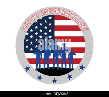 Amerikanisches Gedenktags-T-Shirt-Design, Typografie-Design, Grafikdesign. Flache Vektor-Modillustration Stock Vektor