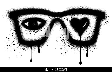 Augengraffiti mit schwarzer Sprühfarbe für ein Konzeptdesign "Liebe deine Augen". Vektorillustration. Stock Vektor