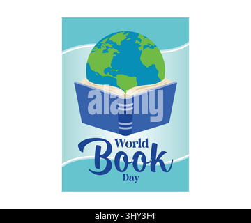 Weltbuchtag-Plakat Planet Erde. Flache Vektor-Moderne Illustration Stock Vektor