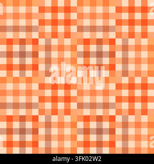 Herbstliche orange und braune warme Farben Patchwork-Karo-Vektor nahtloses Muster. Funky Gingham-Hintergrund für Herbstdesigns Stock Vektor