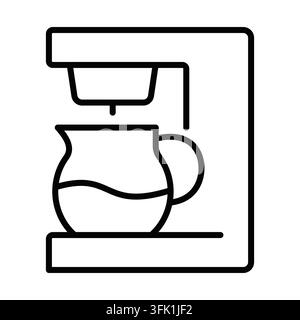 Eine Kaffeemaschine mit einem Wasserkanister darin. Der Kanister befindet sich an der Seite der Kaffeemaschine. Die Kaffeemaschine ist schlank. Bearbeitbarer Strich Stock Vektor