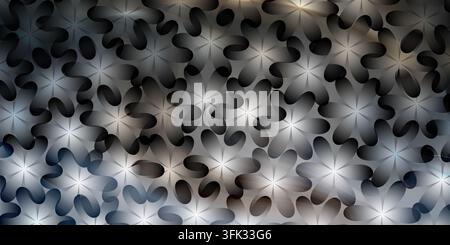 Eleganter monochromer abstrakter Hintergrund mit einem dichten Muster aus schattierten silbernen und schwarzen Blumenformen. Stockfoto