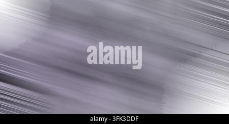 Abstrakter heller silberner oder grauer metallischer Hintergrund mit diagonaler gebürsteter Textur und leuchtenden hellen Ecken. Stockfoto