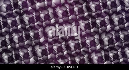 Ein dunkelvioletter abstrakter Hintergrund mit einem dichten Muster sich überlappender kreisförmiger Blasenformen mit subtilen Lichtreflexionen und einer glänzenden Textur. Stockfoto