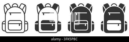 Satz von vier minimalistischen Rucksack-Ikonen im Schwarz-Weiß-Design Stock Vektor
