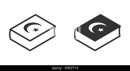 Vektorillustration von islamischen Buchsymbolen mit Halbmond- und Sternsymbolen, geeignet für religiöse und pädagogische Designs Stock Vektor