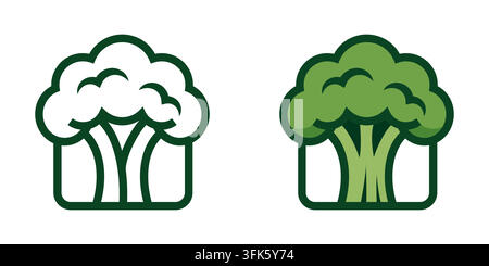 Vektorillustration von Brokkoli- und Blumenkohl-Gemüse-Icons Stock Vektor