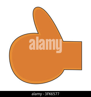 Orangefarbener Vektor-Daumen-hoch-Hand im Cartoon-Stil Stock Vektor