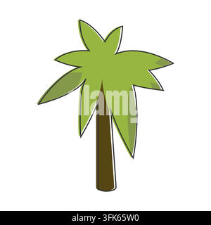 Vektorillustration einer Cartoon-Palmbaum mit grünen Blättern Stock Vektor
