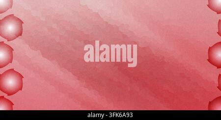 Ein abstrakter strukturierter Hintergrund mit einem Farbverlauf von hellweiß-rot zu tiefrot, mit diagonalen Mustern, körniger Textur und leuchtenden roten Kreisen Stockfoto