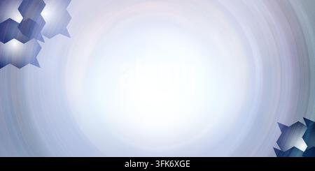 Abstrakter hellblauer und weißer Hintergrund mit radialer Bewegungsunschärfe und geometrischen Sprechblasen-Akzenten Stockfoto