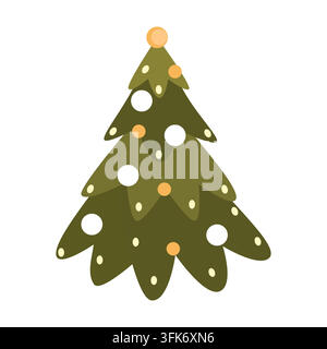 Vektorillustration eines geschmückten Weihnachtsbaums mit Ornamenten Stock Vektor