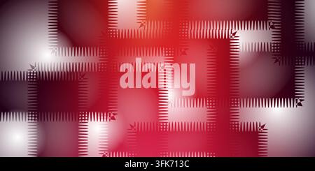 Abstrakter roter Hintergrund mit sich überlappenden Patchwork-Quadraten und genähten Rändern Stockfoto