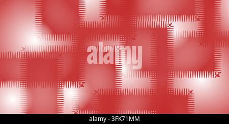 Abstrakter Hintergrundentwurf mit hellem rotem Patchwork-Muster und Zickzack-Rändern Stockfoto
