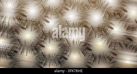 Abstrakter Hintergrund mit weichem, leuchtendem Licht und dunklen, stacheligen Sternenformen in Brauntönen und Beige, modernes digitales Kunstdesign Stockfoto
