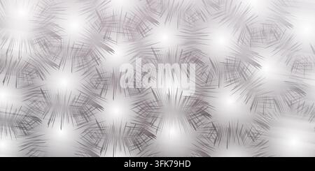 Abstraktes nahtloses Muster mit radialen Sternenstrahlformen in Silber- und Grautönen, modernes geometrisches Hintergrunddesign Stockfoto