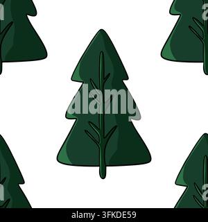 Nahtloses Muster mit Weihnachtsbaum. Weihnachtsgeschenkpapier, Feiertagstextilien, Tapete, Verpackung und winterliches saisonales Design. Stockfoto