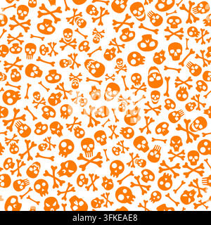 Fröhlicher Halloween-Hintergrund mit Schädel und Knochen. Nahtloses Halloween-Muster. Isolierte Vektorillustration Stock Vektor