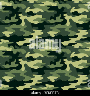 Vektor-Muster ohne Naht aus militärischer Tarnung. Textur für Design und Druck. Armee-Wald-Tarnung. Khaki Grün Gelb für Soldaten oder Jagd Stock Vektor