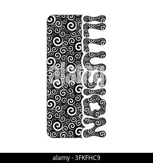 Illustration mit dem Wort Illusion und hypnotischen abstrakten Kreisen. Isoliertes Vektorbild auf weiß. Stock Vektor