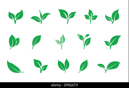 Bündel mit grünen Blatt-SVG, grünes Blatt-Symbol, grüne Blatt-Vektorgrafik, grünes Blatt-Clipart, Blatt-SVG, Blatzzzeichnung. Stock Vektor